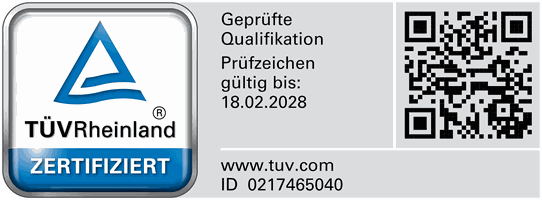 TÜV Rheinland geprüft – Sachverständiger für Schimmelpilzschäden und WDVS, Certipedia-ID 0217465040